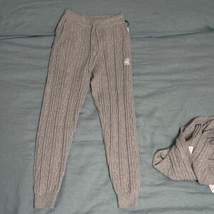 Alo Cable knit winter bliss pant | Heather Grey, Size XXS